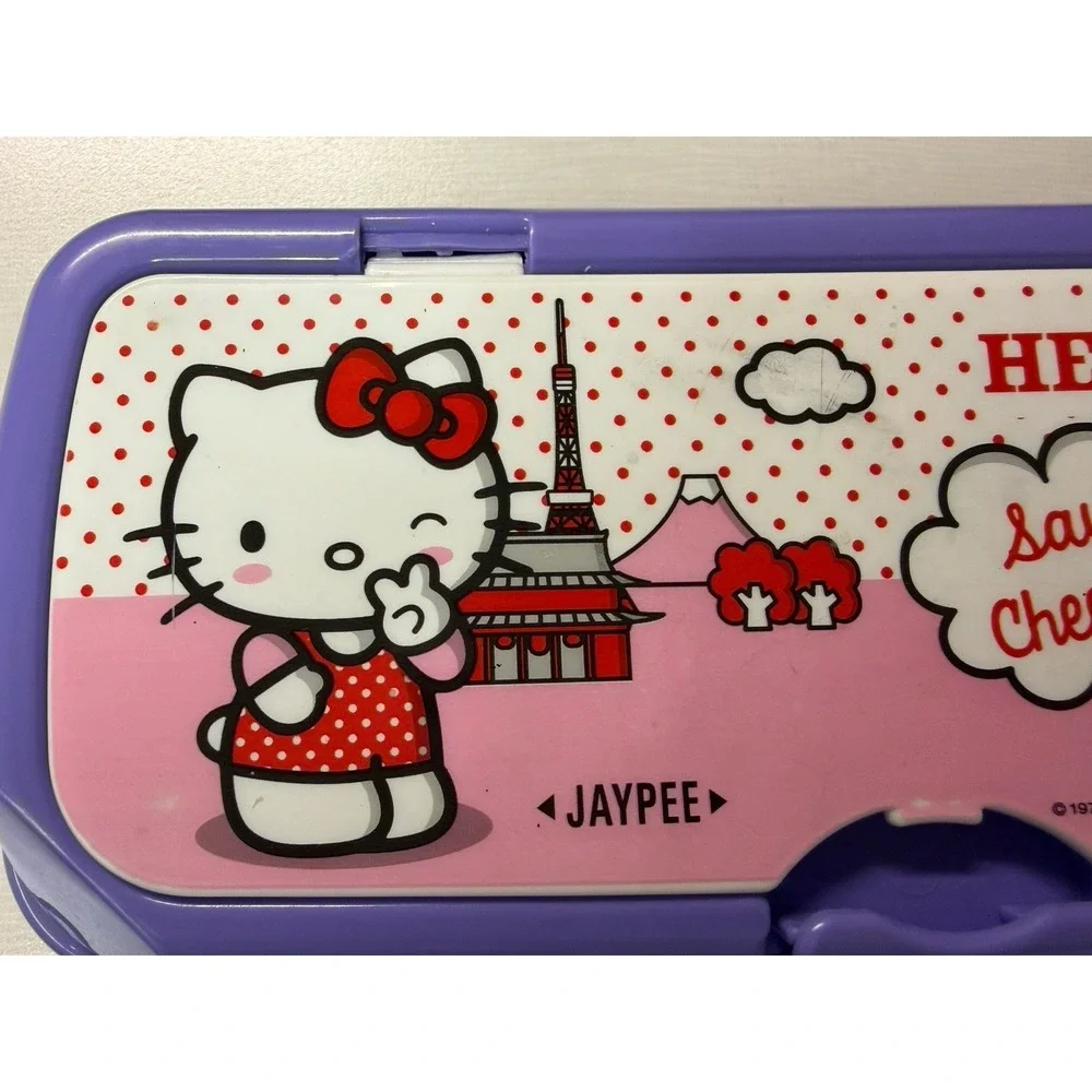 Sanrio Hello‎ Kitty Plastic Pencil Pen Case Retro Pink Purple Jaypee